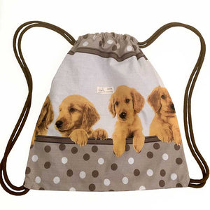 Backpack with puppies limited edition handmade in organic cotton by Scaramuzza Eco Shop