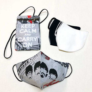 Collection London Calling, organic face mask Beatles limited edition, face mask carrier  available at Scaramuzza Eco Shop