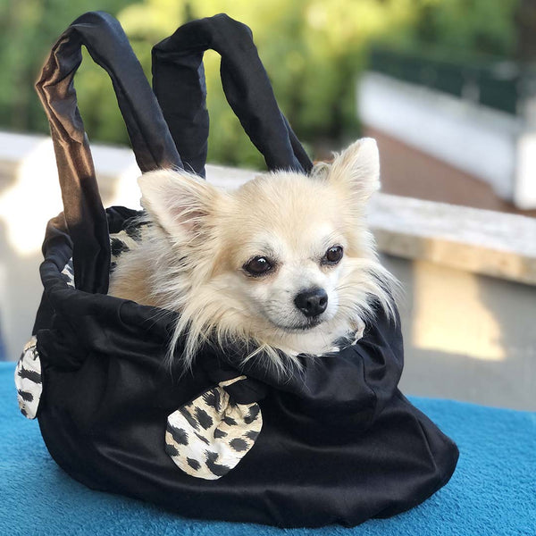 Max The Dog Black Leather Zip Top Purse by Yoshi