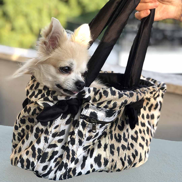 Small Dog Purse Animalier/Black Satin